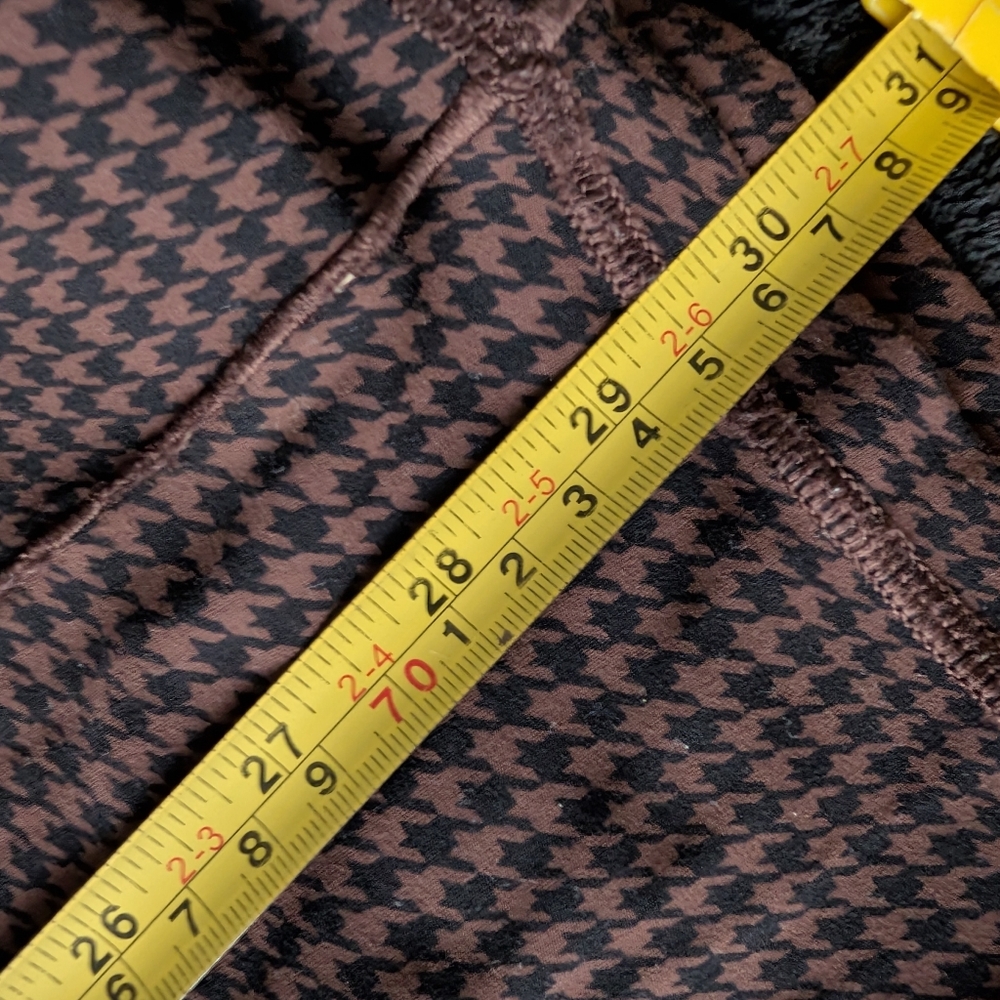 Aerie Offline Real Me Bootcut Flare Leggings Brown Viral Houndstooth Print Sz L - Picture 8 of 10
